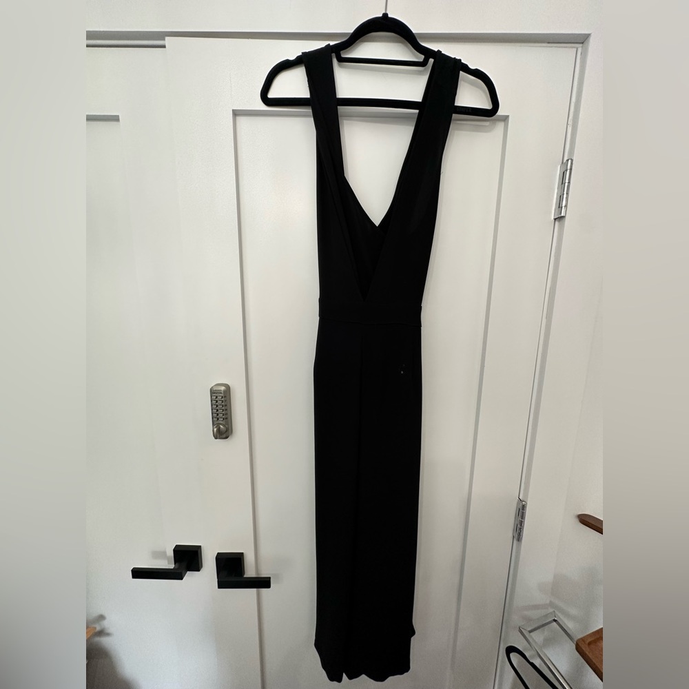 Zara black crepe jumpsuit overalls size medium